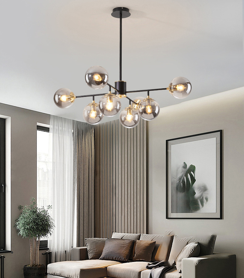 Egilna Modern Glass Molecular Glow Balls Pendant Light Egilna Modern Glass Molecular Glow Balls Pendant Light Living Room Black