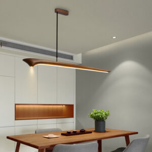 Faylinra Minimalist Sleek Wing Wooden Linear Pendant Light