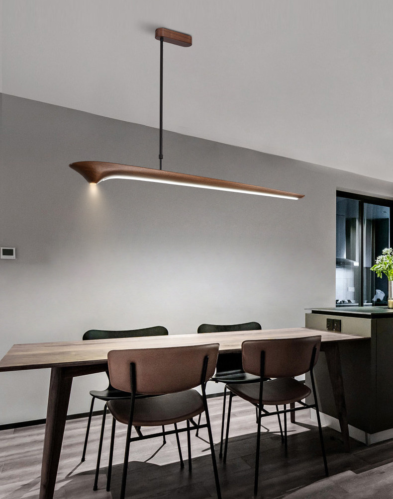 Faylinra Minimalist Sleek Wing Wooden Linear Pendant Light Faylinra Minimalist Sleek Wing Wooden Linear Pendant Light Dining Room Bto