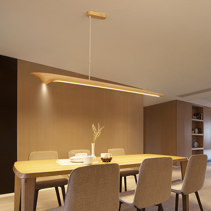 Faylinra Minimalist Sleek Wing Wooden Linear Pendant Light Faylinra Minimalist Sleek Wing Wooden Linear Pendant Light Dining Room Condo