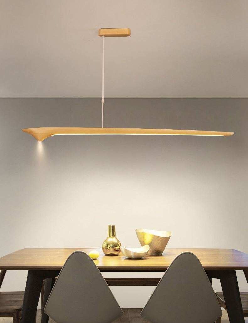 Faylinra Minimalist Sleek Wing Wooden Linear Pendant Light Faylinra Minimalist Sleek Wing Wooden Linear Pendant Light Dining Room Wood