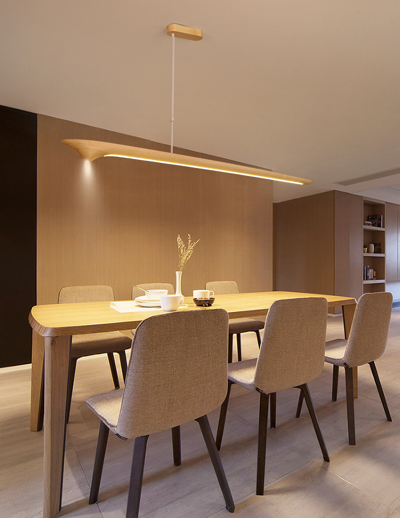 Faylinra Minimalist Sleek Wing Wooden Linear Pendant Light Faylinra Minimalist Sleek Wing Wooden Linear Pendant Light Dining Room