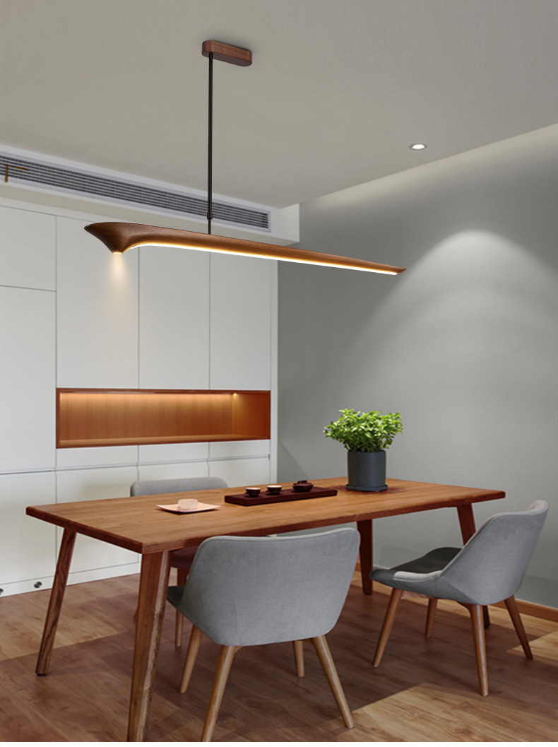 Faylinra Minimalist Sleek Wing Wooden Linear Pendant Light Faylinra Minimalist Sleek Wing Wooden Linear Pendant Light Dining Table Apartment