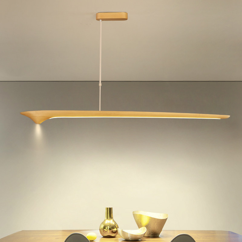 Faylinra Minimalist Sleek Wing Wooden Linear Pendant Light Faylinra Minimalist Sleek Wing Wooden Linear Pendant Light Dining Table Bto