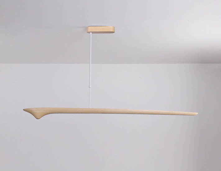 Faylinra Minimalist Sleek Wing Wooden Linear Pendant Light Faylinra Minimalist Sleek Wing Wooden Linear Pendant Light Natural Wood