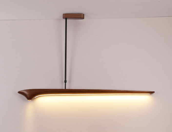 Faylinra Minimalist Sleek Wing Wooden Linear Pendant Light Faylinra Minimalist Sleek Wing Wooden Linear Pendant Light Wood Warm Glow