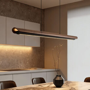 Flunnipin Minimalist Wooden Linear Bar Pendant Light