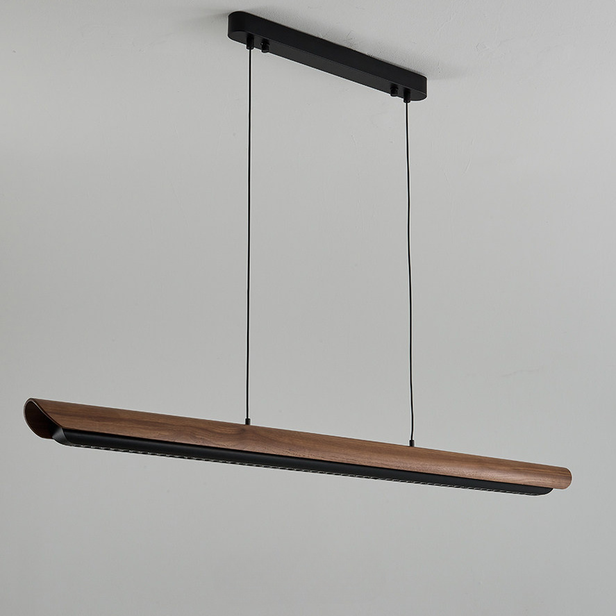 Flunnipin Minimalist Wooden Linear Bar Pendant Light Flunnipin Minimalist Wooden Linear Bar Pendant Light Black Wood