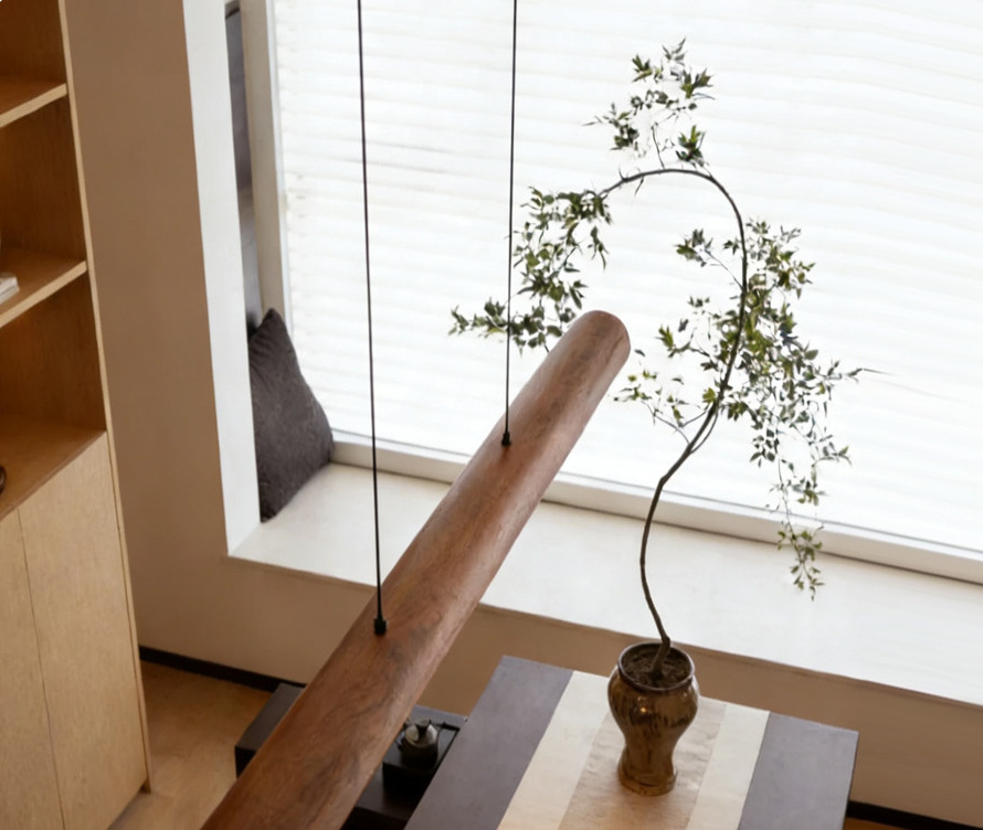 Flunnipin Minimalist Wooden Linear Bar Pendant Light Flunnipin Minimalist Wooden Linear Bar Pendant Light Dining Room Condo