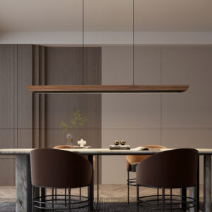 Flunnipin Minimalist Wooden Linear Bar Pendant Light Dining Room Hdb