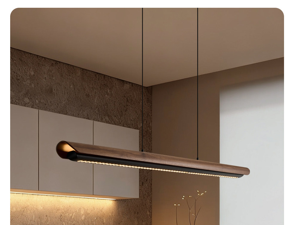 Flunnipin Minimalist Wooden Linear Bar Pendant Light Flunnipin Minimalist Wooden Linear Bar Pendant Light Kitchen Apartment