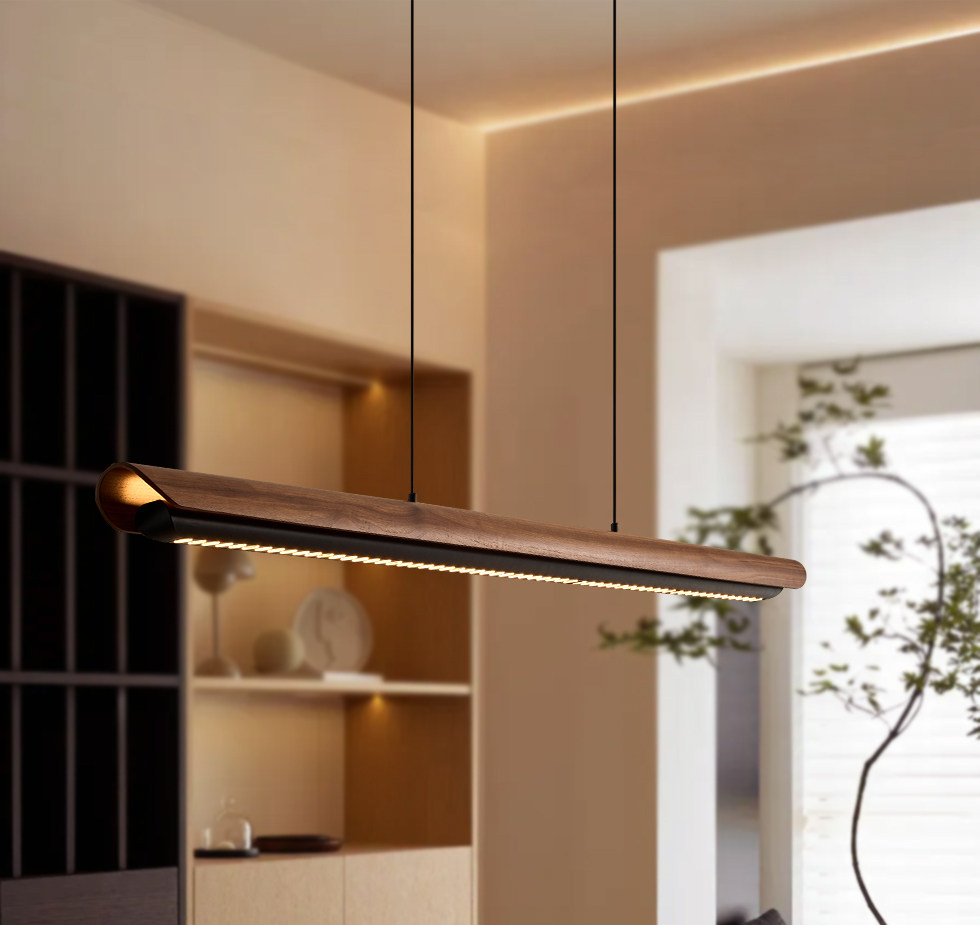 Flunnipin Minimalist Wooden Linear Bar Pendant Light Flunnipin Minimalist Wooden Linear Bar Pendant Light Living Room Condo