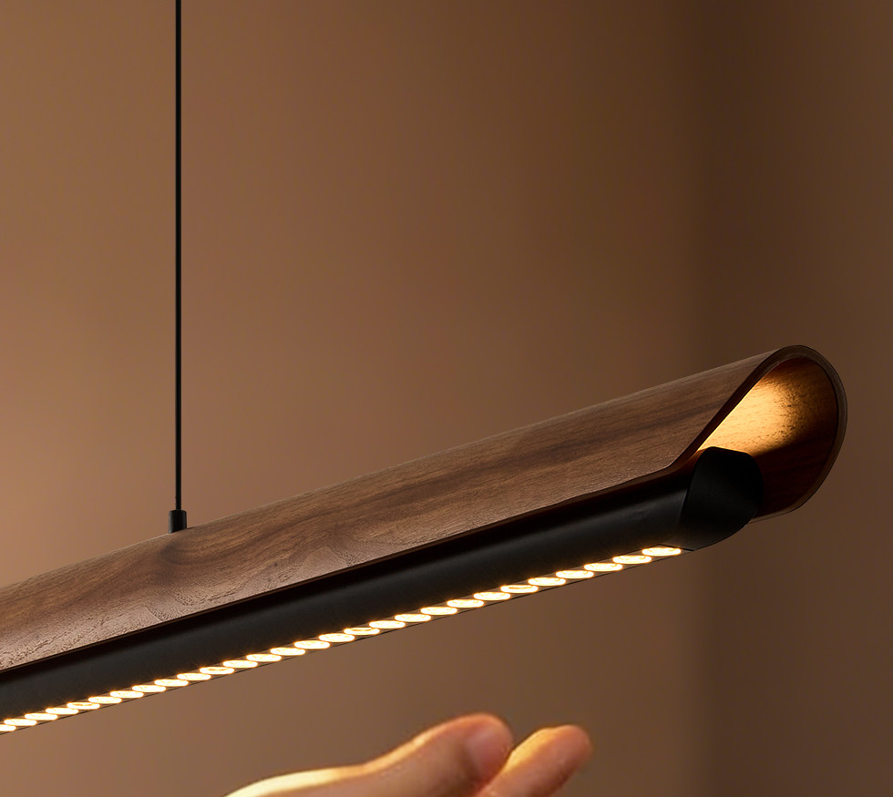 Flunnipin Minimalist Wooden Linear Bar Pendant Light Flunnipin Minimalist Wooden Linear Bar Pendant Light Natural Wood Warm Glow