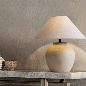 Home Gustavsberg Wabi Sabi Ceramic Vase Table Lamp Beige Fabric
