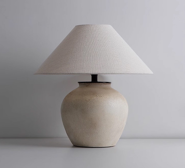 Gustavsberg Wabi-Sabi Ceramic Vase Table Lamp Gustavsberg Wabi Sabi Ceramic Vase Table Lamp Beige Round
