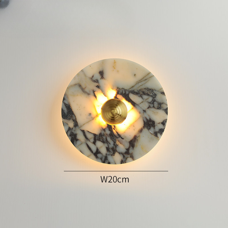 Hallstenja Modern Round Plate Marble Stone Wall Light Hallstenja Modern Round Plate Marble Stone Wall Light Gold Ambient Lighting