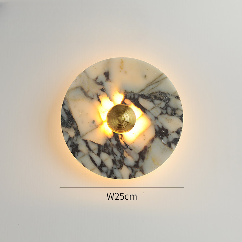 Hallstenja Modern Round Plate Marble Stone Wall Light Hallstenja Modern Round Plate Marble Stone Wall Light Gold Warm Glow