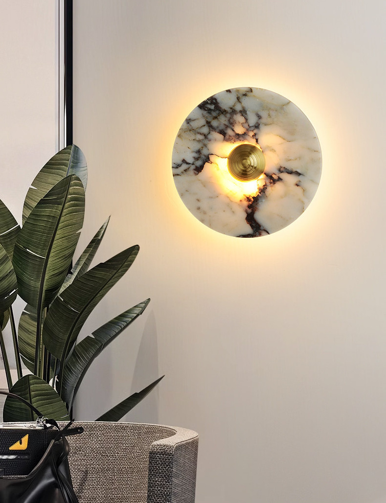 Hallstenja Modern Round Plate Marble Stone Wall Light Hallstenja Modern Round Plate Marble Stone Wall Light Living Room Bto