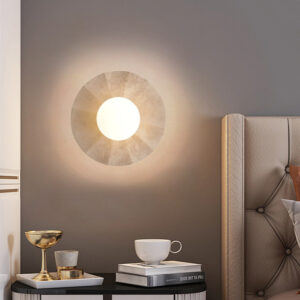 Home Holmquija Minimalist Solar Halo Travertine Stone Wall Light