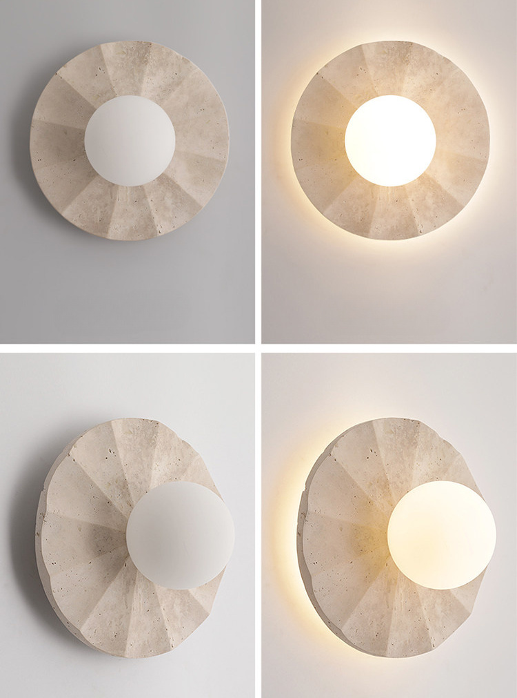 Holmquija Minimalist Solar Halo Travertine Stone Wall Light Holmquija Minimalist Solar Halo Travertine Stone Wall Light Ambient Lighting