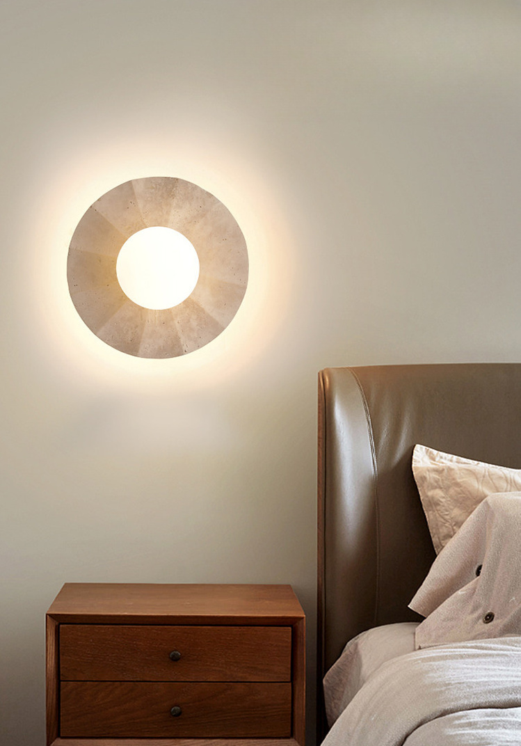 Holmquija Minimalist Solar Halo Travertine Stone Wall Light Holmquija Minimalist Solar Halo Travertine Stone Wall Light Bedside Hdb