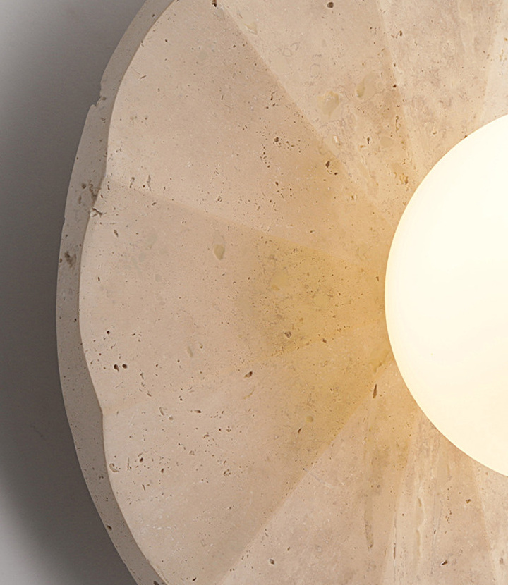 Holmquija Minimalist Solar Halo Travertine Stone Wall Light Holmquija Minimalist Solar Halo Travertine Stone Wall Light Natural Wood