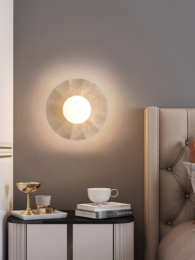 Holmquija Minimalist Solar Halo Travertine Stone Wall Light Holmquija Minimalist Solar Halo Travertine Stone Wall Light