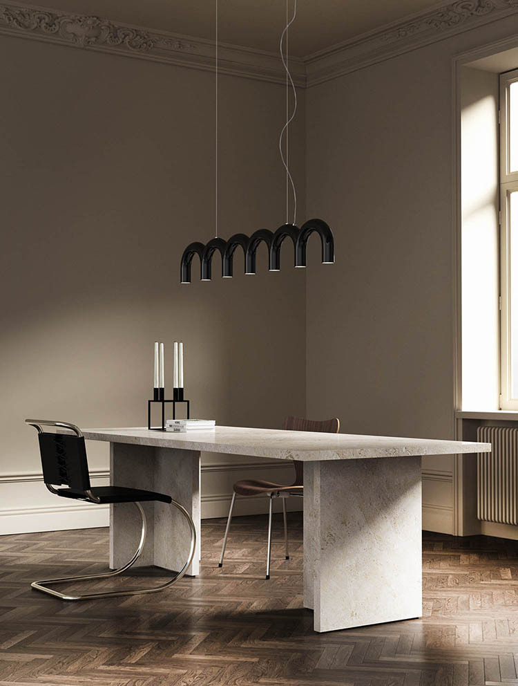 Isakssoruun Modern Funky U-loop Pipes Pendant Light Isakssoruun Modern Funky U Loop Pipes Pendant Light Dining Table Condo