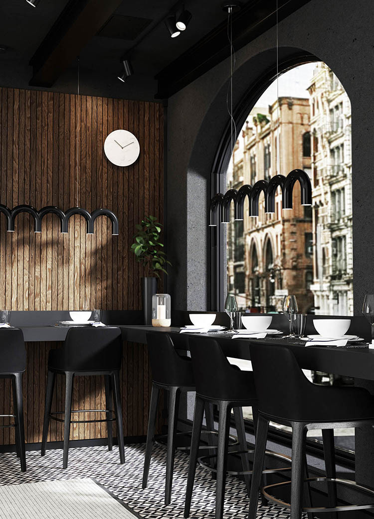 Isakssoruun Modern Funky U-loop Pipes Pendant Light Isakssoruun Modern Funky U Loop Pipes Pendant Light Restaurant Black