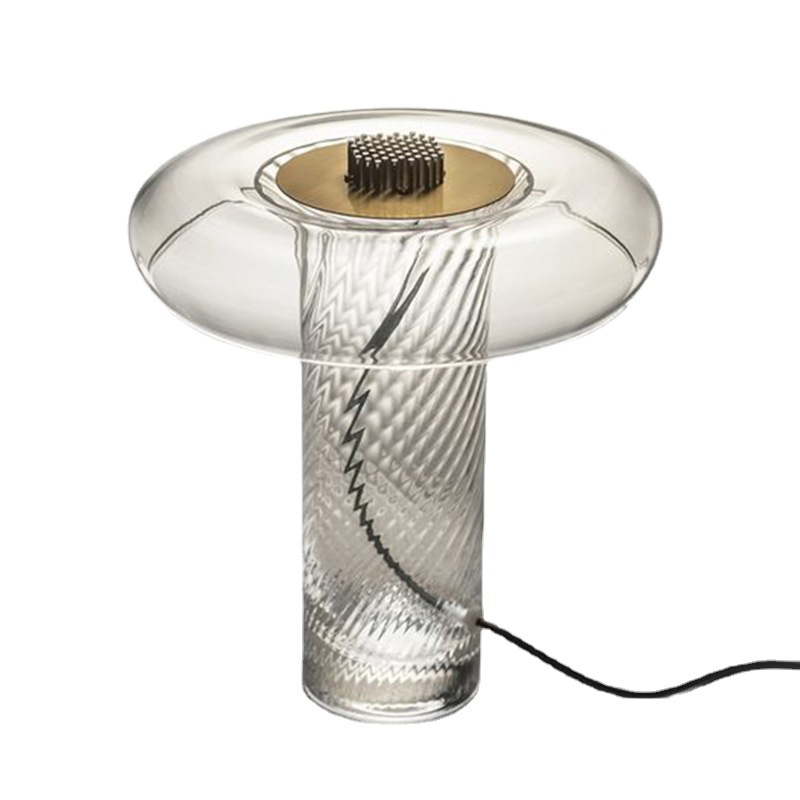 Kalnovren Modern Swirl Glass Table Lamp Kalnovren Modern Swirl Glass Table Lamp Cylinder Ambient Lighting