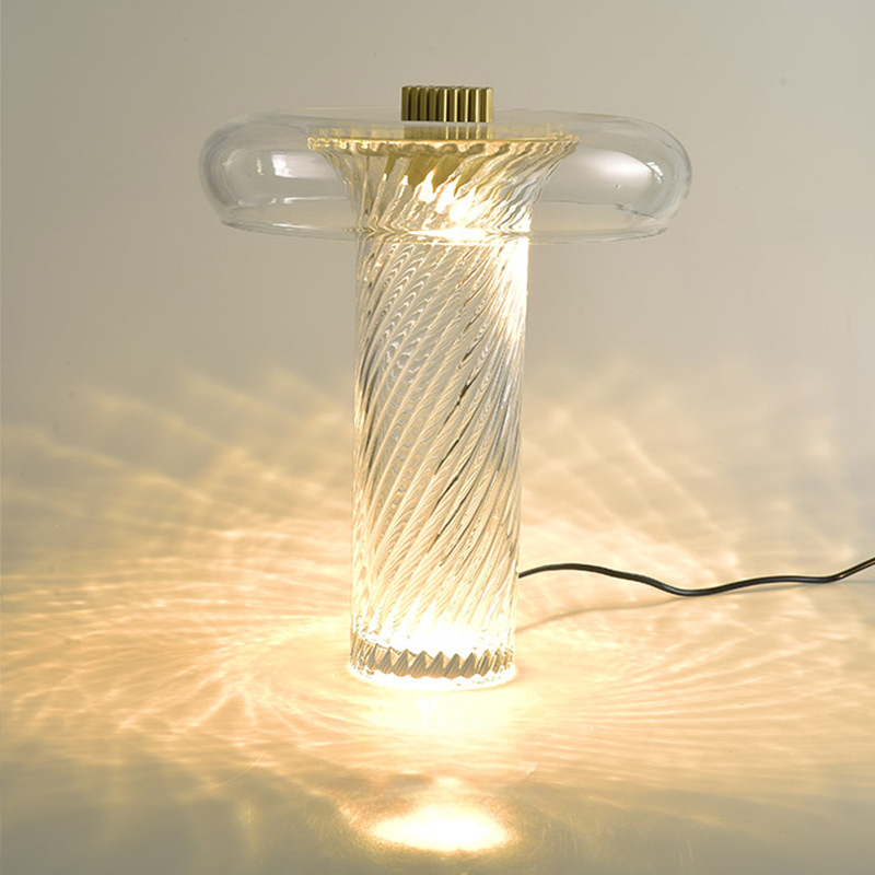 Kalnovren Modern Swirl Glass Table Lamp Kalnovren Modern Swirl Glass Table Lamp Warm Glow