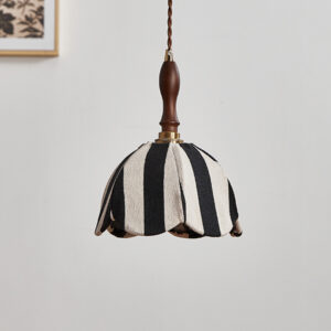 Home Orvendal Vintage Retro Striped Petal Cloth Shade Pendant Light