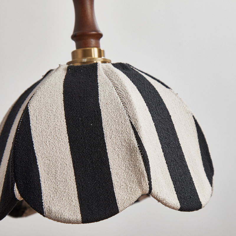Orvendal Vintage Striped Petal Cloth Shade Pendant Light Orvendal Vintage Retro Striped Petal Cloth Shade Pendant Light Black