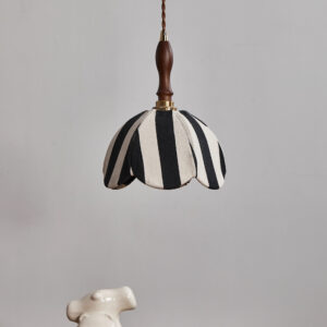 Home Orvendal Vintage Retro Striped Petal Cloth Shade Pendant Light Fabric Flower