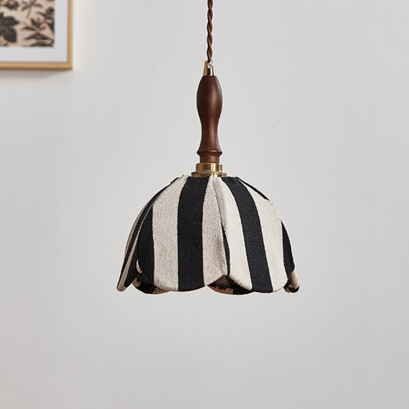 Orvendal Vintage Striped Petal Cloth Shade Pendant Light Orvendal Vintage Retro Striped Petal Cloth Shade Pendant Light