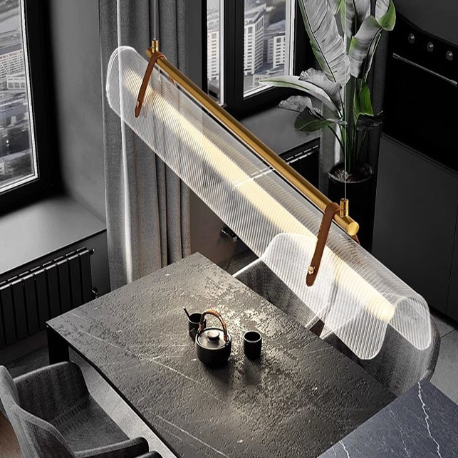 Parduusa Modern Striped Sheet Linear Bar Pendant Light Parduusa Modern Striped Sheet Linear Bar Pendant Light Dining Table Bto