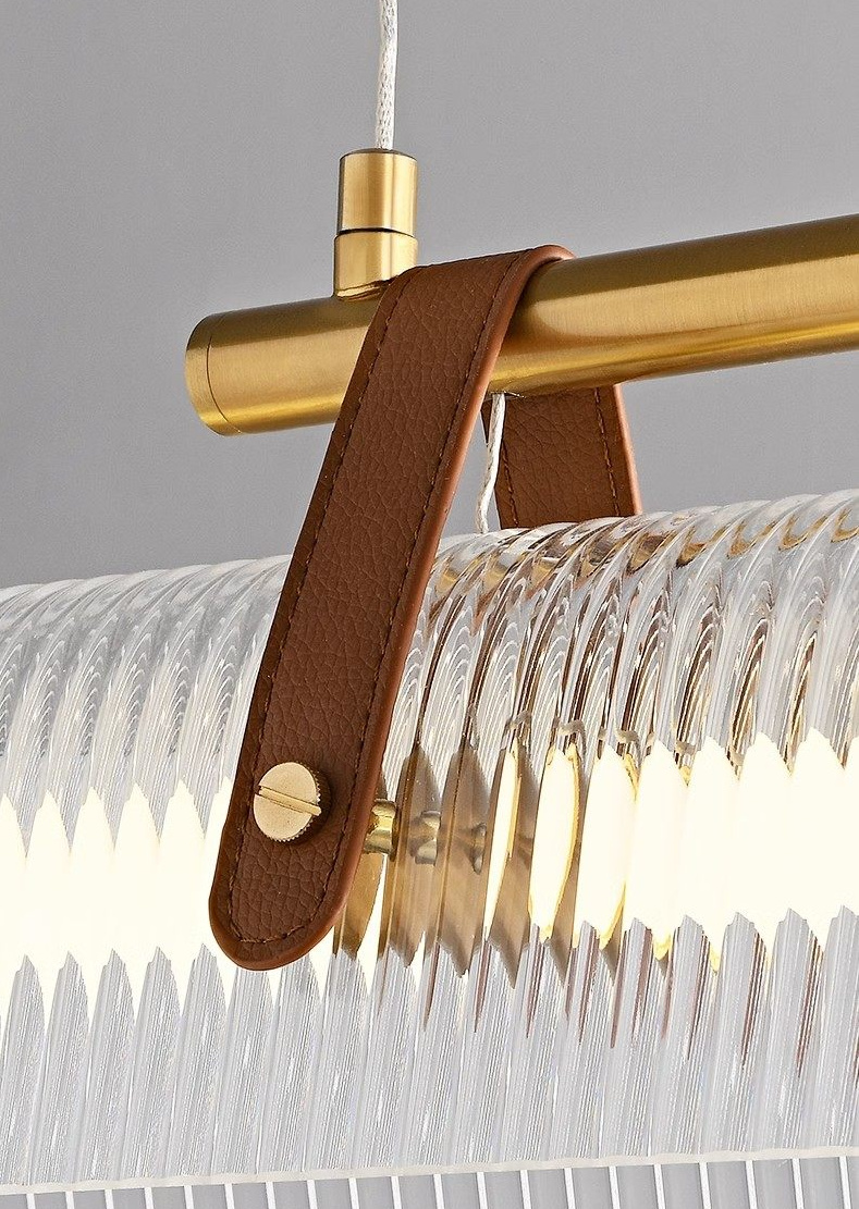 Parduusa Modern Striped Sheet Linear Bar Pendant Light Parduusa Modern Striped Sheet Linear Bar Pendant Light Gold Leather