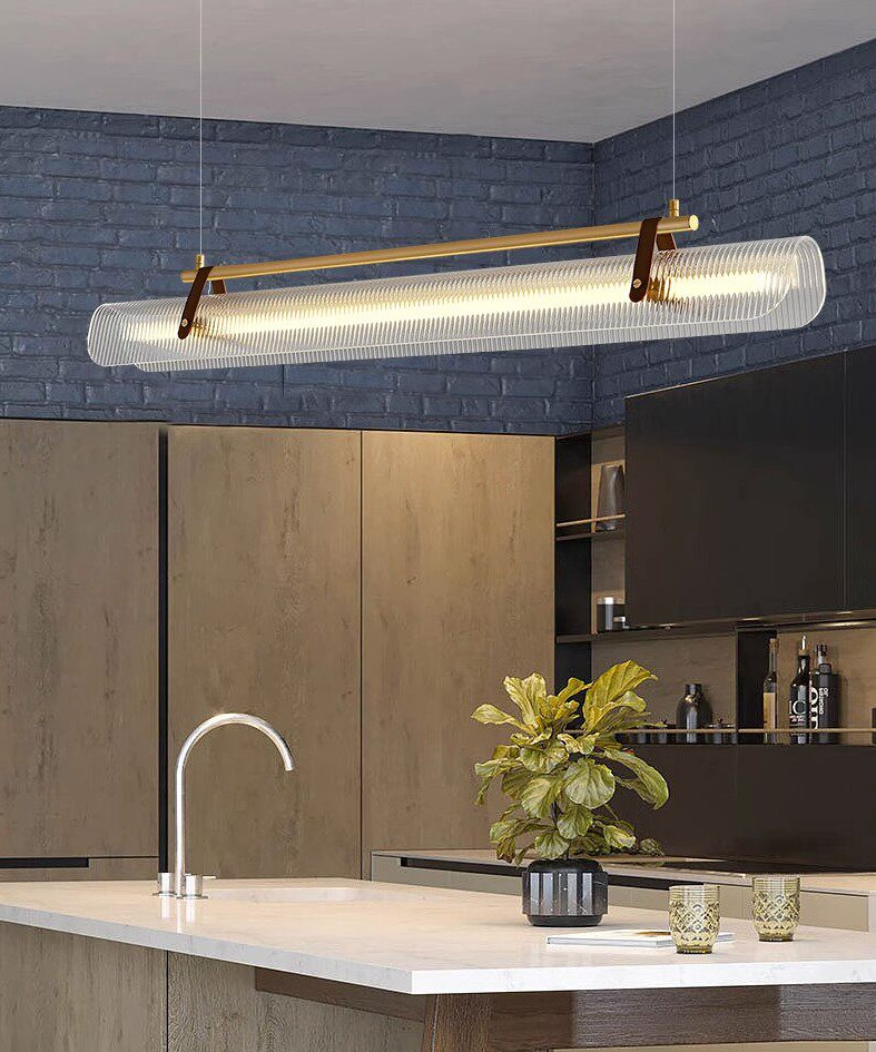 Parduusa Modern Striped Sheet Linear Bar Pendant Light Parduusa Modern Striped Sheet Linear Bar Pendant Light Kitchen Island Condo