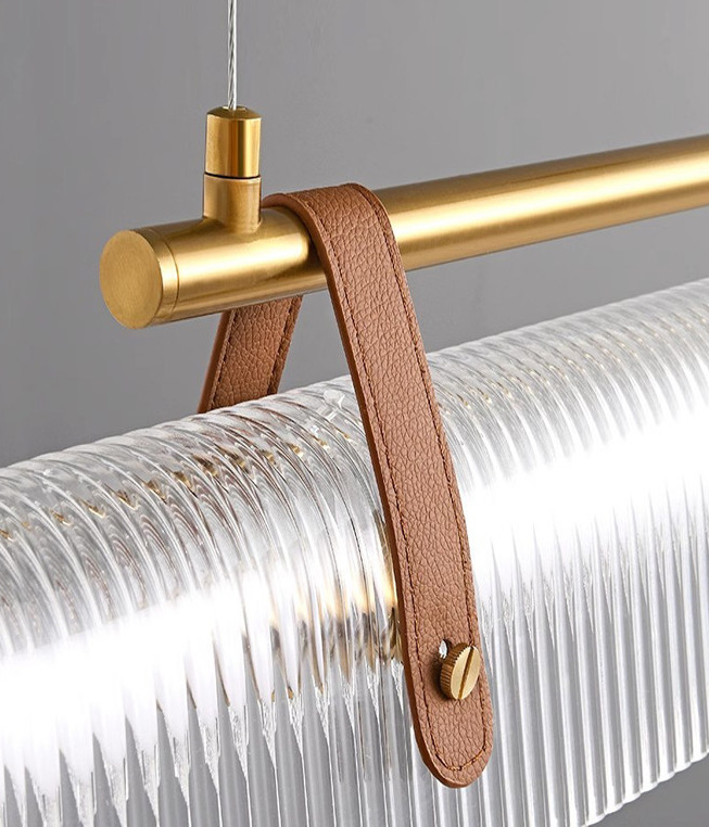 Parduusa Modern Striped Sheet Linear Bar Pendant Light Parduusa Modern Striped Sheet Linear Bar Pendant Light Leather