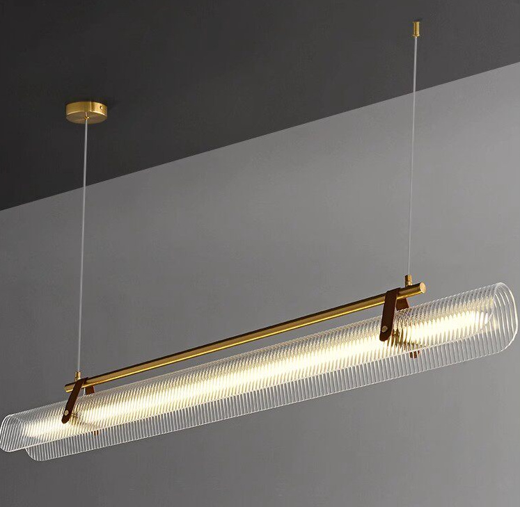 Parduusa Modern Striped Sheet Linear Bar Pendant Light Parduusa Modern Striped Sheet Linear Bar Pendant Light Warm Glow
