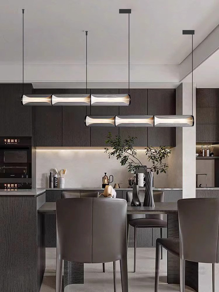 Parduutino Modern Glass Tube Linear Pendant Light Parduutino Modern Glass Tube Linear Pendant Light Dining Room Bto