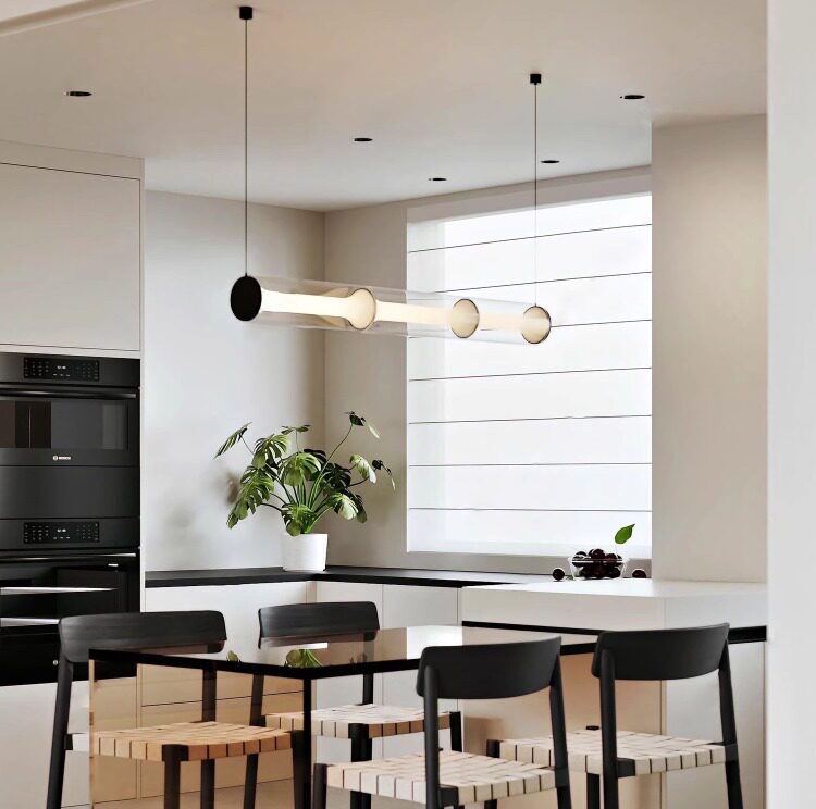 Parduutino Modern Glass Tube Linear Pendant Light Parduutino Modern Glass Tube Linear Pendant Light Dining Room Condo