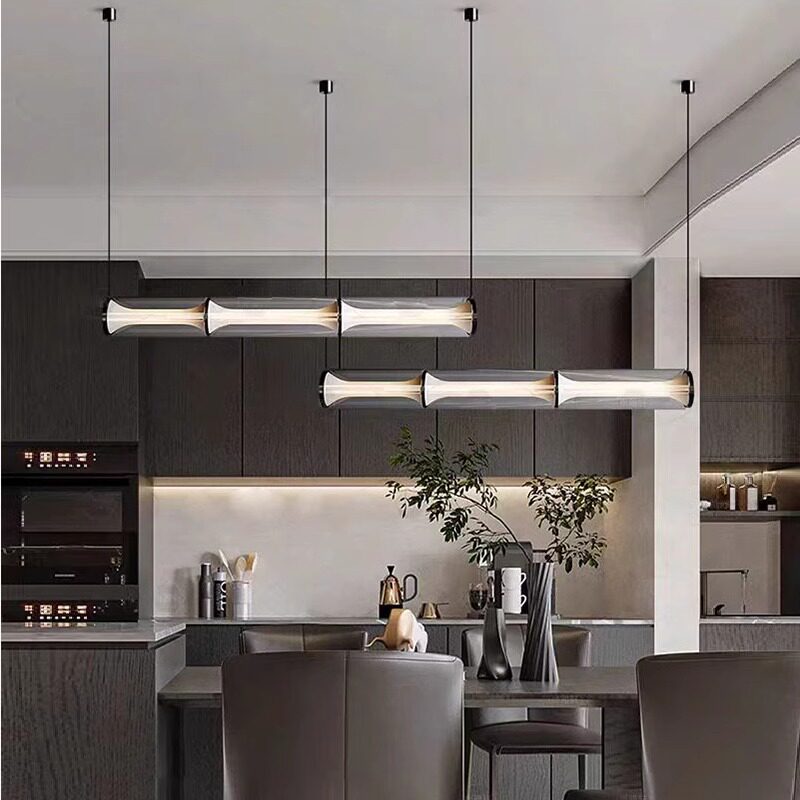 Parduutino Modern Glass Tube Linear Pendant Light Parduutino Modern Glass Tube Linear Pendant Light Dining Table Landed House