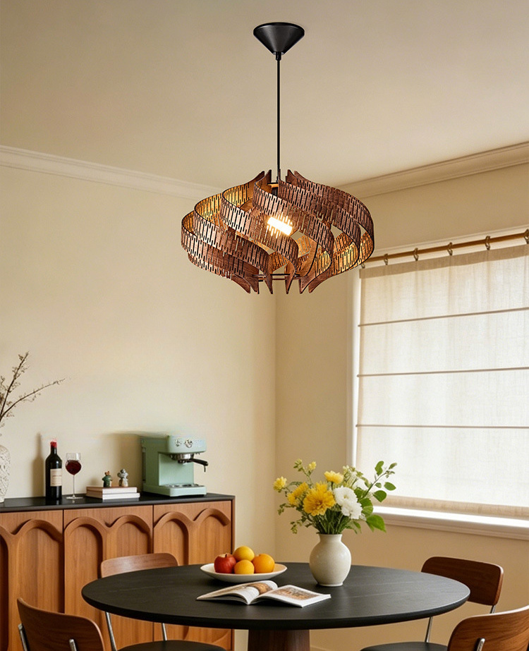 Svolkram Modern Twisted Spiral Wooden Pendant Light Svolkram Modern Twisted Spiral Wooden Pendant Light Dining Room Condo