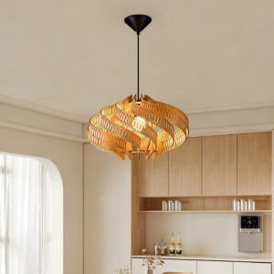 Home Svolkram Modern Twisted Spiral Wooden Pendant Light Dining Room Hdb