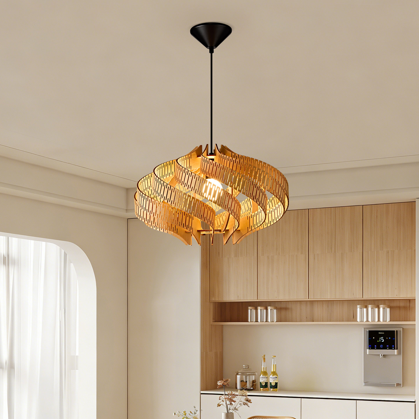 Svolkram Modern Twisted Spiral Wooden Pendant Light Svolkram Modern Twisted Spiral Wooden Pendant Light Dining Room Hdb