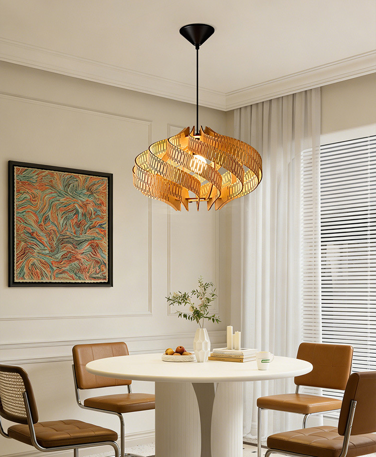 Svolkram Modern Twisted Spiral Wooden Pendant Light Svolkram Modern Twisted Spiral Wooden Pendant Light Dining Room Landed House