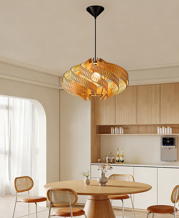 Svolkram Modern Twisted Spiral Wooden Pendant Light Svolkram Modern Twisted Spiral Wooden Pendant Light Kitchen Apartment