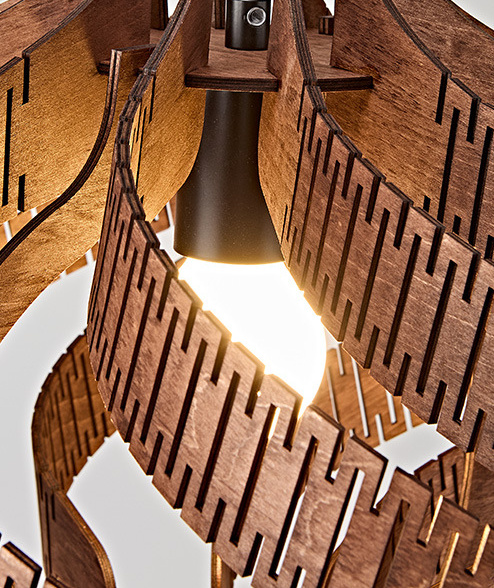 Svolkram Modern Twisted Spiral Wooden Pendant Light Svolkram Modern Twisted Spiral Wooden Pendant Light Natural Wood Ambient Lighting
