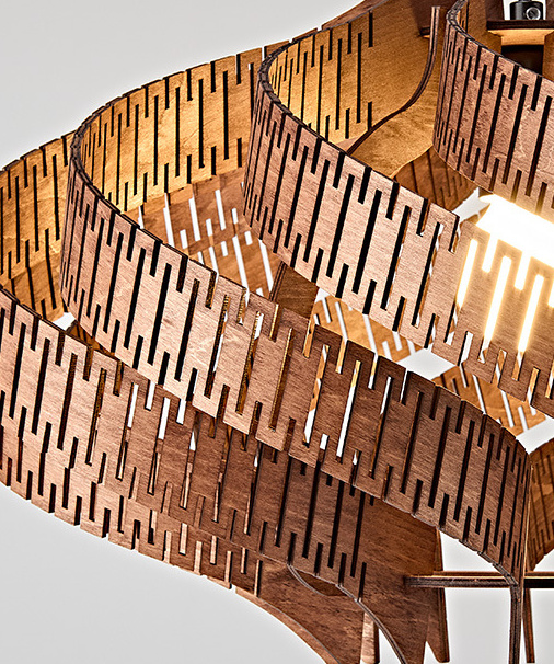 Svolkram Modern Twisted Spiral Wooden Pendant Light Svolkram Modern Twisted Spiral Wooden Pendant Light Natural Wood Detail